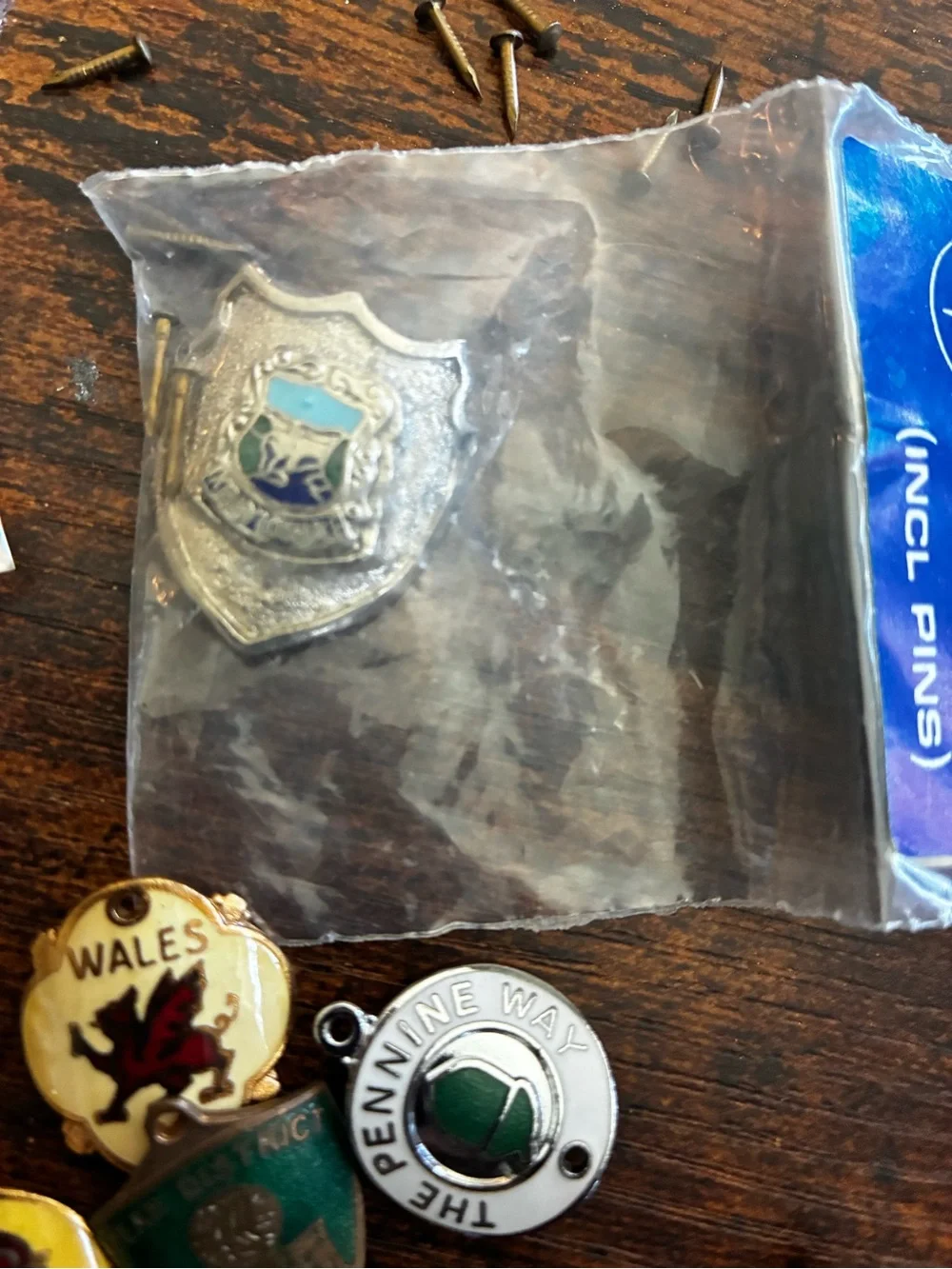 Vintage British Souvenir Badge Lot Hiking Heraldic Shields Pennine Way